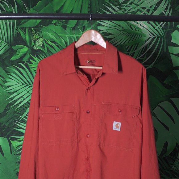 CARHARTT FORCE SOLID LONG SLEEVE ORANGE Mens XL work shirt button up work wear - Picture 1 of 9